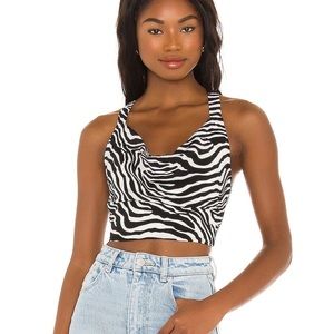 Superdown Alyssa Tie Back Top in Black and White